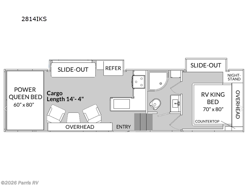 2027 Genesis Supreme Vortex 2814IKS - New Toy Hauler For Sale by Parris RV in Murray, Utah features Slideout