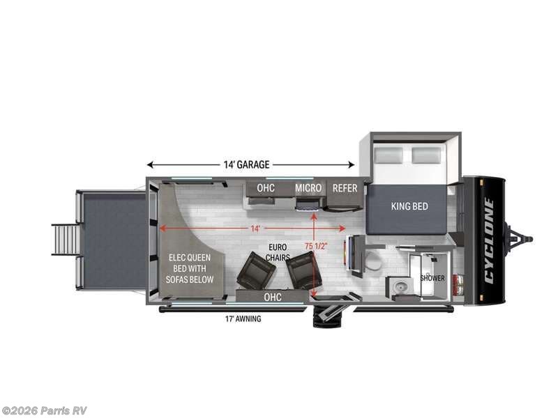 2026 Heartland Cyclone 2214 - New Toy Hauler For Sale by Parris RV in Murray, Utah features Slideout