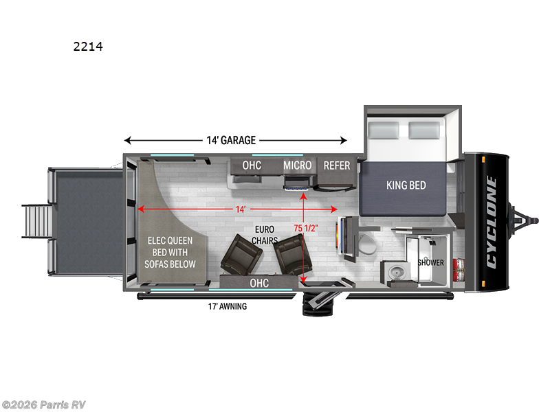 2026 Heartland Cyclone 2214 - New Toy Hauler For Sale by Parris RV in Murray, Utah features Slideout