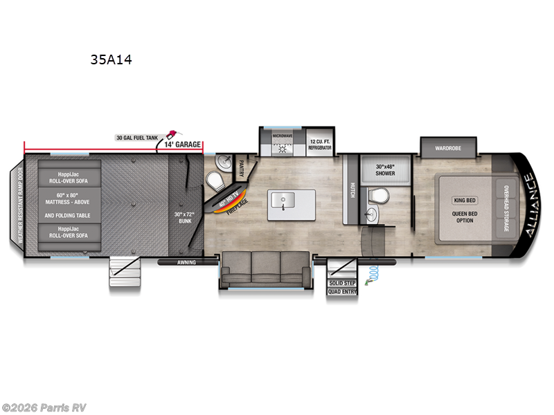 2026 Alliance RV Valor All-Access 35A14 - New Toy Hauler For Sale by Parris RV in Murray, Utah features Slideout