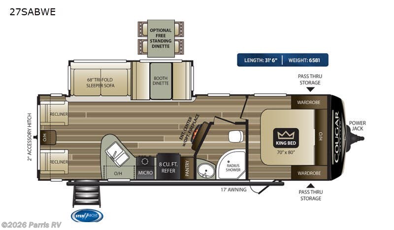2020 Keystone Cougar Half-Ton 27SABWE - Used Travel Trailer For Sale by Parris RV in Murray, Utah features Slideout