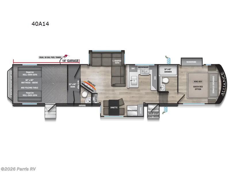 2026 Alliance RV Valor All-Access 40A14 - New Toy Hauler For Sale by Parris RV in Murray, Utah features Slideout