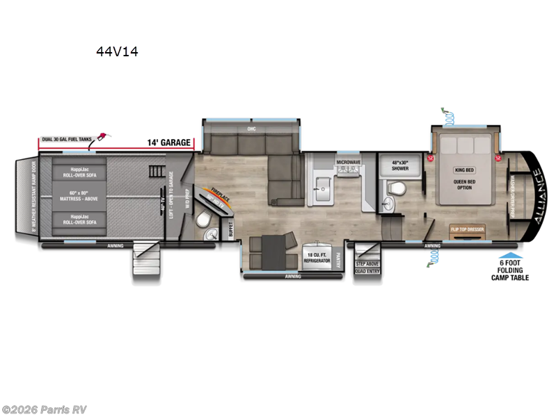 2026 Alliance RV Valor 44V14 - New Toy Hauler For Sale by Parris RV in Murray, Utah features Slideout