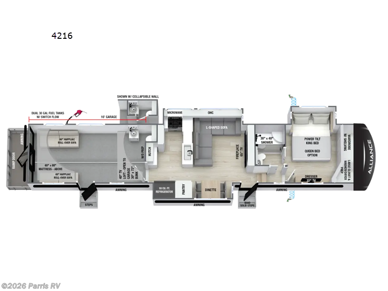 2027 Alliance RV Valor 4216 - New Toy Hauler For Sale by Parris RV in Murray, Utah features Slideout