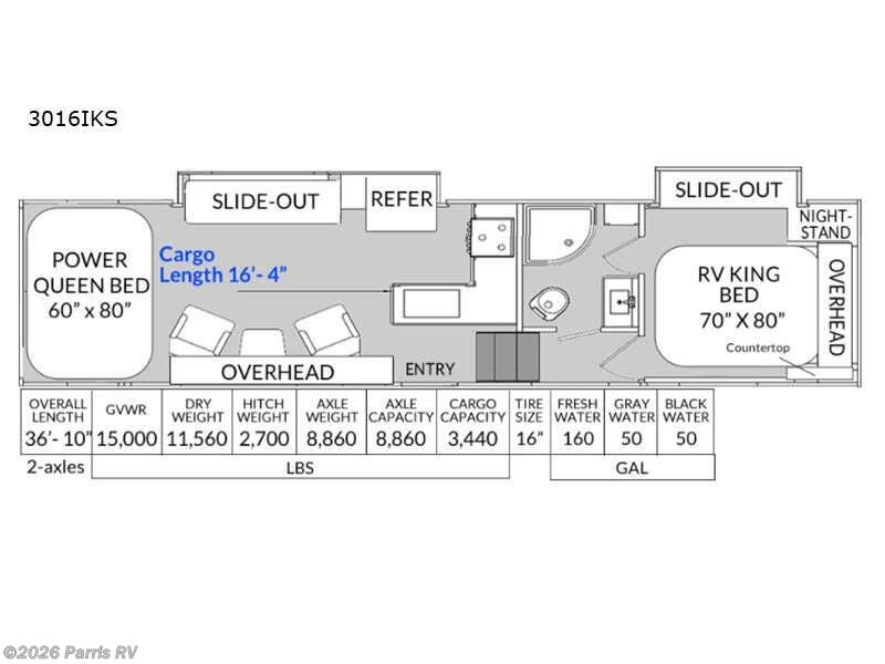 2021 Genesis Supreme Vortex 3016IKS - Used Toy Hauler For Sale by Parris RV in Murray, Utah features Slideout