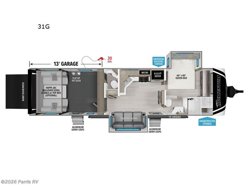 2024 Grand Design Momentum G-Class 31G - Used Toy Hauler For Sale by Parris RV in Murray, Utah features Slideout