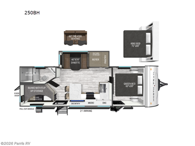 2027 Heartland North Trail 250BH - New Travel Trailer For Sale by Parris RV in Murray, Utah features Slideout