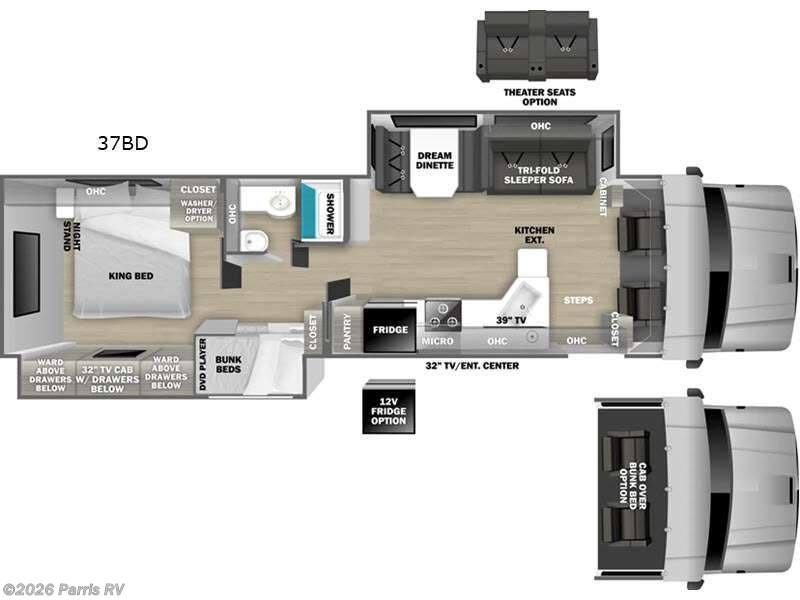 2027 Dynamax Corp DX3 37BD - New Super C For Sale by Parris RV in Murray, Utah features Slideout