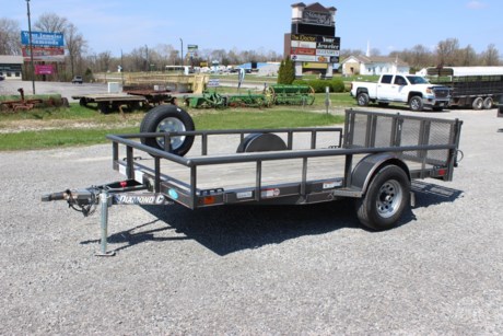 THIS IS OUR RENTAL UNIT FOR THE CARTERVILLE STORE. $35 PER DAY OR $175 PER WEEK. DIAMOND C 12  X 77  SINGLE AXLE UTILITY, STRAIGHT DECK WITH 4  BI-FOLD TAILGATE (SPRINGLOADED), 2  BALL COUPLER, SPARE TIRE AND MOUNT, (4) STAKE POCKETS AND (4) 3 HOLE TIE BARS FOR TIE DOWNS. RENTALS ARE ROUND TRIP ONLY AND REQUIRE A $100 REFUNDABLE DEPOSIT.