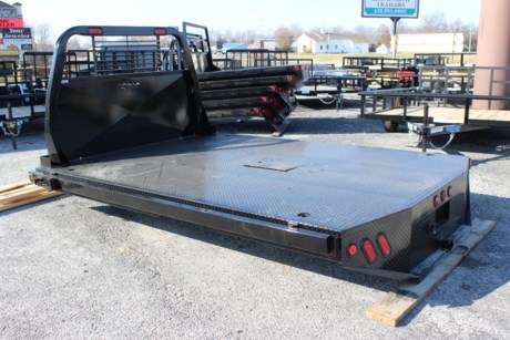 CADET EL DORADO MODEL STEEL FLATBED FOR TRUCK FOR SALE, 96&amp;quot; X 136&amp;quot;, 34&amp;quot; FRAME WIDTH, THIS BED FITS A DUALLY WHEEL CAB AND CHASSIS TRUCK (84&amp;quot; CAB TO AXLE), TALL HEADACHE RACK (60&amp;quot; FROM TOP OF CHASSIS FRAME TO TOP OF RACK), GOOSENECK HITCH, SKIRTED REAR WITH TAPERED CORNERS AND 2&amp;quot; RECEIVER HITCH, 1/8&amp;quot; NOMINAL TREAD PLATE FLOOR, 3&amp;quot; CHANNEL CROSSMEMBERS, 4&amp;quot; STRUCTURAL CHANNEL LONG SILLS, 60&amp;quot; ROLL TUBE HEADACHE RACK, 2 OVAL STOP AND TURN LED LIGHTS IN HEADACHE RACK, 4&amp;quot; HINGED SIDEBOARDS WITH BOARD BRACKETS, (4) TIE DOWN RINGS RECESSED IN FLOOR, 7 RED AND 2 AMBER LED CLEARANCE LIGHTS, BLACK POLYURETHANE PAINT, (2) RED STOP AND TURN TAIL LIGHTS AND (2) RED STOP AND TURN WITH CYCLOPS BACKUP LIGHTS, ALL WEATHER UNDER-COATING, WEATHERPROOF WIRING HARNESS.

Type: Truck body