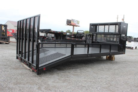 CADET GRASSMASTER MODEL STEEL PLATFORM LANDSCAPING BED FOR TRUCK, 96  WIDE, 12  LONG PLUS THE DOVETAIL, 34  FRAME WIDTH, THIS BED FITS A DUALLY WHEEL CAB AND CHASSIS TRUCK (12  FRAME), 1/8  TREAD PLATE FLOOR, 3  CHANNEL CROSSMEMBERS ON 18  CENTERS, 4  STRUCTURAL CHANNEL LONG SILLS, 60  HEIGHT HEADACHE RACK WITH 24  X 24  EXPANDED METAL LOCKABLE STORAGE COMPARTMENT, 17  EXPANDED METAL HINGED SIDES, 4  DOVETAIL WITH 1/8  TREADPLATE AND EXPANDED METAL OVERLAY, 5  SINGLE PIECE SPRING ASSISTED FOLD DOWN RAMP, 7 RED AND 2 AMBER LED CLEARANCE LIGHTS, BLACK POLYURETHANE PAINT, (2) OVAL LED TAIL LIGHTS AND 2 LED BACKUP TAIL LIGHTS, ALL WEATHER UNDER-COATING, WEATHERPROOF WIRING HARNESS.

Type: Truck body