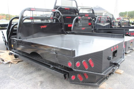 CADET EL DORADO MODEL STEEL FLATBED FOR TRUCK FOR SALE, 96&amp;quot; X 102&amp;quot;, 42&amp;quot; FRAME WIDTH, THIS BED FITS A DUALLY WHEEL LONG BED TRUCK (56&amp;quot; CAB TO AXLE), GOOSENECK HITCH, SKIRTED REAR WITH TAPERED CORNERS AND 2&amp;quot; RECEIVER HITCH, 12 GAUGE TREAD PLATE FLOOR, 3&amp;quot; CHANNEL CROSSMEMBERS, 4&amp;quot; STRUCTURAL CHANNEL LONG SILLS, 40&amp;quot; ROLL TUBE HEADACHE RACK, 2 OVAL STOP AND TURN LED LIGHTS IN HEADACHE RACK, 4&amp;quot; HINGED SIDEBOARDS WITH BOARD BRACKETS, (4) TIE DOWN RINGS RECESSED IN FLOOR, 7 RED AND 2 AMBER LED CLEARANCE LIGHTS, BLACK POLYURETHANE PAINT, (2) RED STOP AND TURN TAIL LIGHTS AND (2) RED STOP AND TURN WITH CYCLOPS BACKUP TAIL LIGHTS, ALL WEATHER UNDER-COATING, WEATHERPROOF WIRING HARNESS.

Type: Truck body