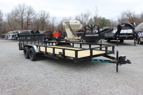 2022 ECONOBODY 20  WRAP UTILITY TRAILER, 82  WIDE, 2-3.5K AXLES, ONE ELECTRIC BRAKE, BREAK-AWAY, SPRING SUSPENSION, NEW 15  6 PLY RADIAL TIRES, 2  DOVETAIL, REAR 3  TAIL GATE, TREATED WOOD FLOOR, ANGLE SIDE RAILS WITH TREADPLATE UPRIGHTS, LED SEALED BEAM TAIL LIGHTS, FRONT AND REAR CORNER MARKER LIGHTS, PAINTED BLACK W/ TEAL PIN STRIPES, 2  COUPLER WITH A-FRAME JACK.