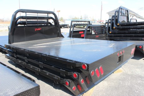 CADET WESTERN MODEL STEEL FLATBED WITHOUT HITCHES, 96  X 112 , 34  FRAME WIDTH, 60  CAB TO AXLE, PLATFORM BED WITHOUT HITCHES, THIS BED FITS A DUALLY WHEEL CAB AND CHASSIS TRUCK (9  FRAME), 12 GAUGE TREAD PLATE FLOOR, 3  FORMED CHANNEL CROSSMEMBERS, 4  STRUCTURAL CHANNEL LONG SILLS, 40  ROLL TUBE HEADACHE RACK, SIDE POCKETS AND RUB RAILS, 7 RED AND 2 AMBER LED CLEARANCE LIGHTS, BLACK POLYURETHANE PAINT, (2) OVAL STOP &amp; TURN TAIL LIGHTS AND (2) OVAL STOP &amp; TURN WITH CYCLOPS BACKUP TAIL LIGHTS, ALL WEATHER UNDER-COATING, WEATHERPROOF WIRING HARNESS.

Type: Truck body