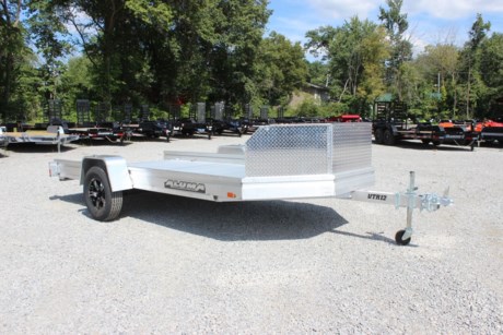 2023 ALUMA 78  X 12  ALUMINUM ATV/UTV TRAILER, 3.5K IDLER TORSION AXLE, ST205/75R14  RADIAL TIRES W/ TIGER BLACK ALUMINUM WHEELS, ALUMINUM FENDERS, EXTRUDED ALUMINUM FLOOR, LED LIGHTS, 6 BED LIGHTS, 2 FRONT MOUNTED LIGHTS, PULL-OUT RAMP, 7.5IN SOLID SIDES WITH SLIDER CHANNEL, 24IN ROCK GUARD WITH STORAGE BOX, STORAGE BOX INTERIOR LIGHT, 2IN COUPLER, SWIVEL TONGUE JACK.