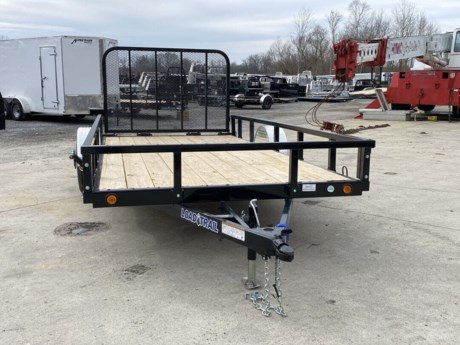 2023 LOAD TRAIL 77  X 14  CHANNEL FRAME UTILITY TRAILER, SINGLE AXLE, 1-3,500 LB DEXTER IDLER SPRING AXLE, ST205/75R15 LRC 6 PLY TIRES, 2  A-FRAME CAST COUPLER, 5K SWIVEL TONGUE JACK, TREATED WOOD FLOOR, 4  FOLD UP GATE (SPRINGLOADED), 24  ON CENTER CROSS-MEMBERS, TUBE SIDE RAILS (REMOVABLE), DIAMOND PLATE ALUMINUM FENDERS (REMOVABLE), (4) U-HOOK TIE DOWNS, LED LIGHTS WITH SEALED WIRING HARNESS, COLD WEATHER HARNESS, BLACK POWDERCOAT WITH PRIMER, 3 YEAR STRUCTURAL - LIMITED WARRANTY.