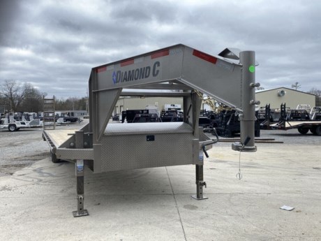 2023 DIAMOND C GOOSENECK 26  DECK-OVER 14K EQUIPMENT TRAILER, 4  DOVETAIL WITH 60  FLIP KNEE, SPRING ASSISTED STAND-UP RAMPS, SELF CLEAN DOVETAIL, 2-5/16  - 15,000lb ADJUSTABLE CAST COUPLER, 12K DROP LEG JACK, HD V-TONGUE LID, 8  X 10 LB I-BEAM TONGUE AND FRAME, 3  CHANNEL CROSSMEMBERS ON 16  CENTERS, 2-7K ELECTRIC BRAKE AXLES, SPRING SUSPENSION, ST235/80R16  RADIAL TIRES, TREATED WOOD FLOOR, LED LIGHTS, RUB RAIL WITH PIPE SPOOLS AND STAKE POCKETS, MOCHA, DM DIFFERENCE MAKER COATING SYSTEM, 3 YEAR STRUCTURE WARRANTY.