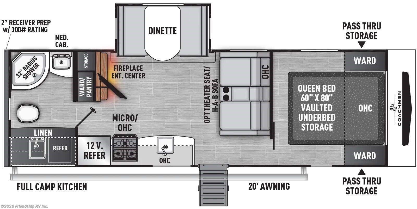Floorplan of 2025 Coachmen Freedom Express Ultra Lite 252RBS