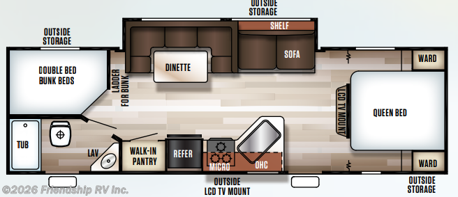 Floorplan of 2017 Forest River Cherokee Grey Wolf 26DBH
