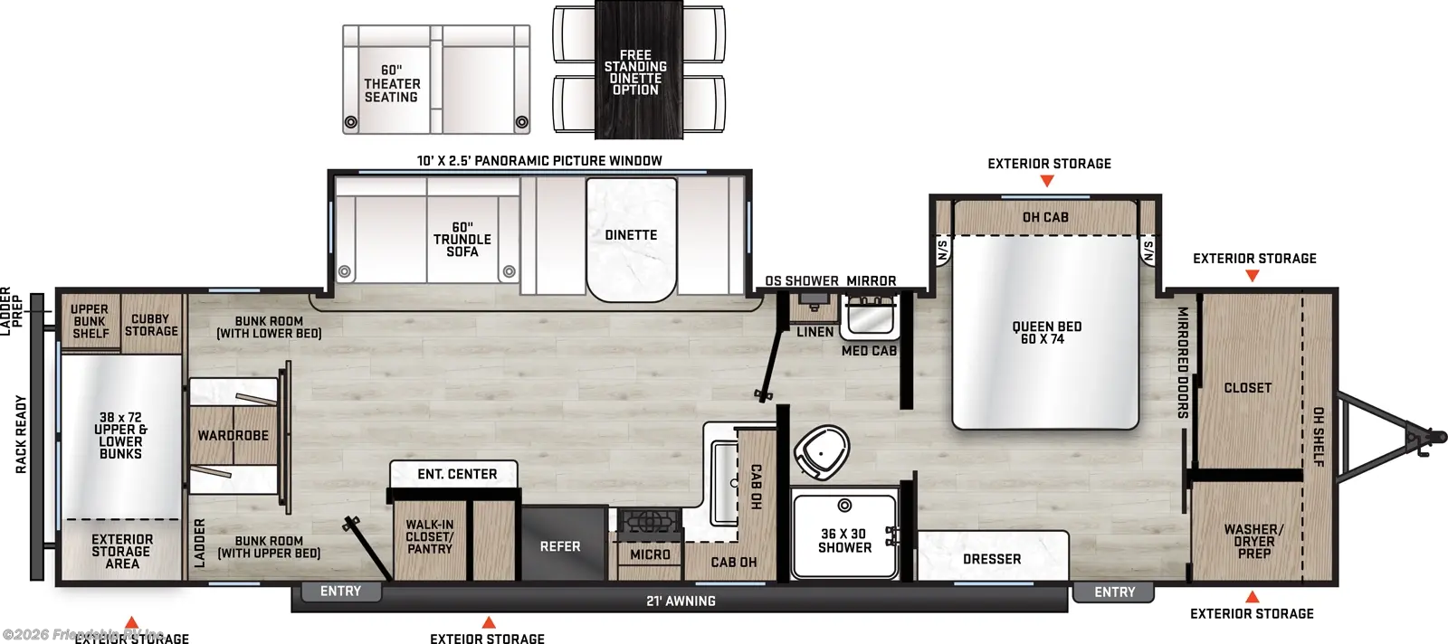 Floorplan of 2026 Coachmen Catalina Legacy Edition 333DORM