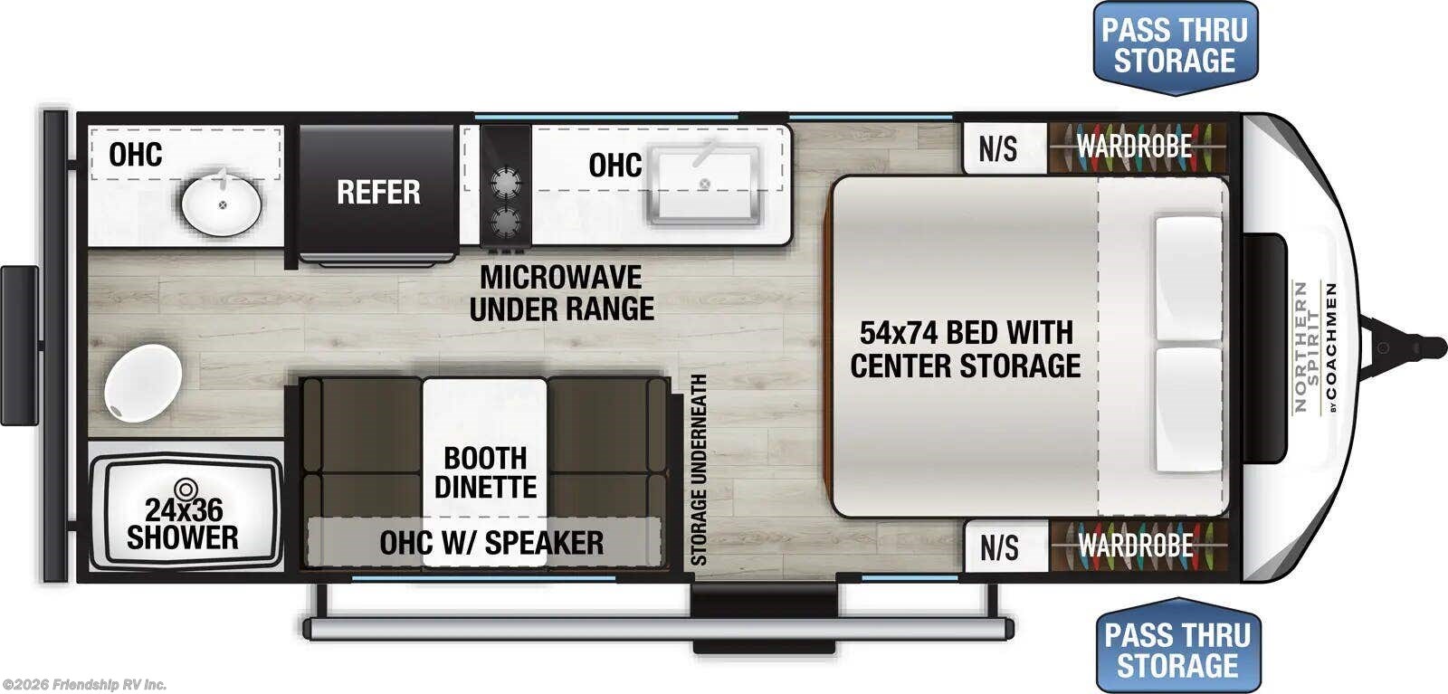 Floorplan of 2025 Coachmen Northern Spirit Bijou 18RBB