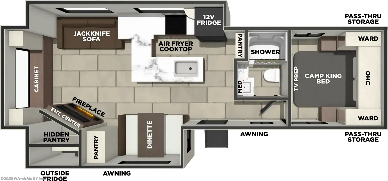 Floorplan of 2027 Forest River Tracer 286RL