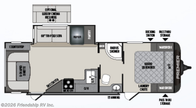 Floorplan of 2020 Keystone Bullet Premier 26UDPR