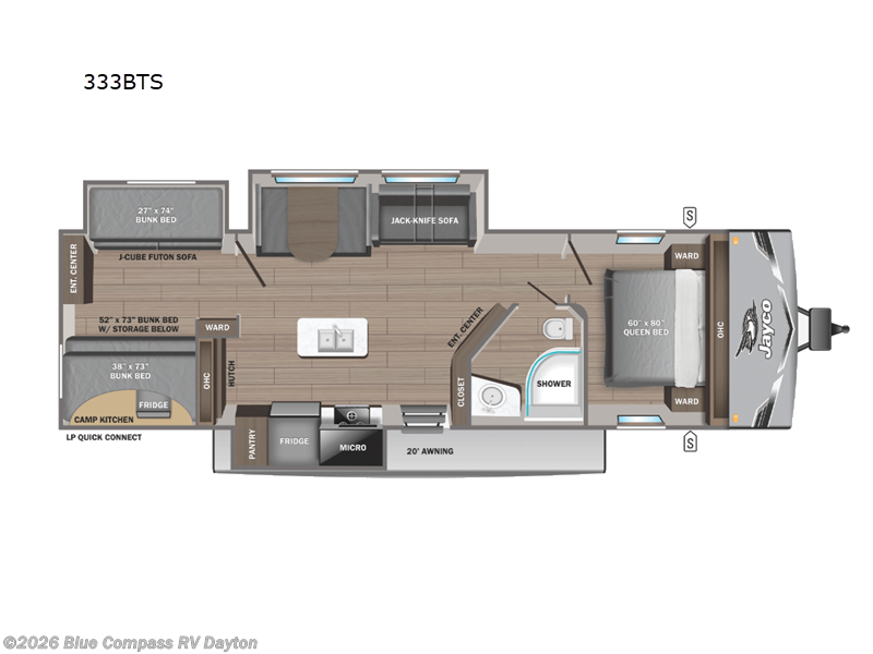2026 Jayco Jay Flight SLX 333BTS - New Travel Trailer For Sale by Blue Compass RV Dayton in New Carlisle, Ohio features Slideout