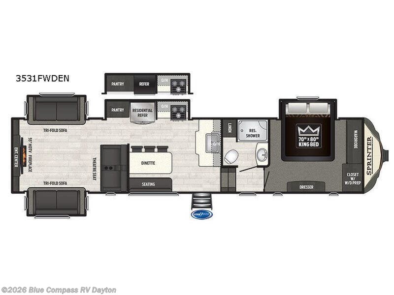 2018 Keystone Sprinter 3531FWDEN - Used Fifth Wheel For Sale by Blue Compass RV Dayton in New Carlisle, Ohio features Slideout