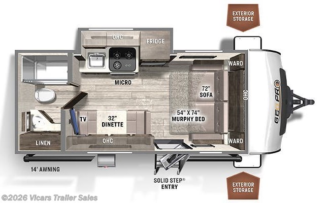 2023 Forest River Rockwood Geo Pro G19FDS Floorplan