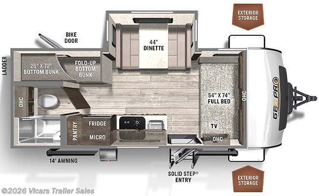 2023 Forest River Rockwood Geo Pro G20BHS Floorplan