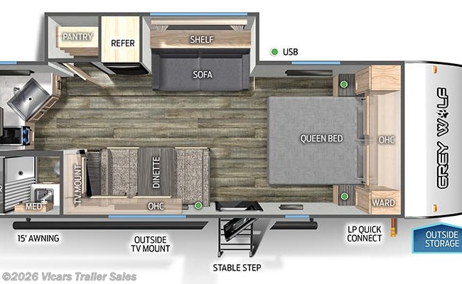 2024 Forest River Cherokee Grey Wolf 22CEBL Floorplan