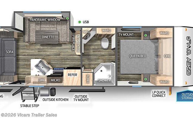 2024 Forest River Cherokee Grey Wolf 23MK Floorplan