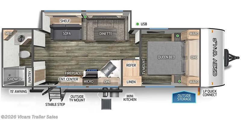 Floorplan of 2024 Forest River Cherokee Grey Wolf 26LK