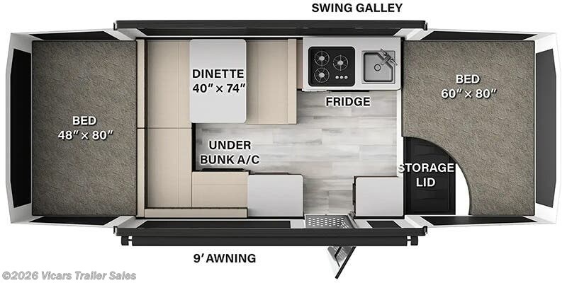 Floorplan of 2025 Forest River Rockwood Freedom 1910FT