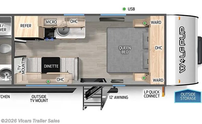 2025 Forest River Cherokee Wolf Pup 16FQW Floorplan