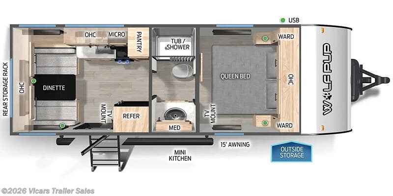 Floorplan of 2025 Forest River Cherokee Wolf Pup 16CM
