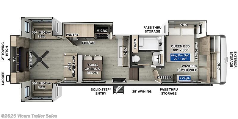 2025 Forest River Rockwood Signature R375RL Floorplan