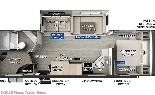 2025 Forest River Rockwood Ultra Lite 2706BH Floorplan