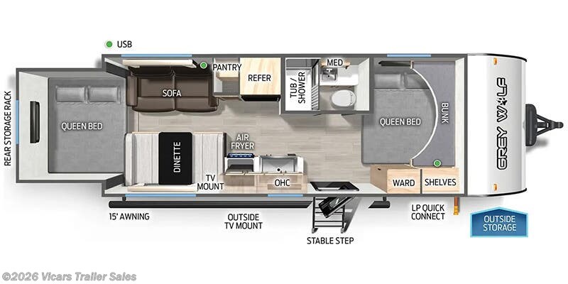 Floorplan of 2026 Forest River Cherokee Grey Wolf 19SM