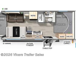 Stock Image for 2026 Forest River 19SM (options and colors may vary) 2026 Forest River Cherokee Grey Wolf 19SM - New Travel Trailer for sale by Vicars Trailer Sales in Taylor, Michigan