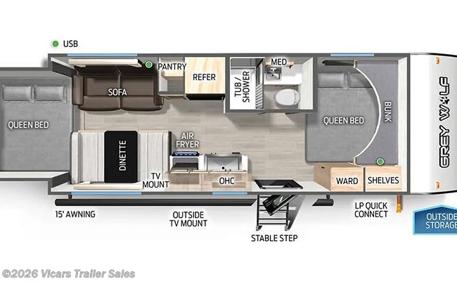 2026 Forest River Cherokee Grey Wolf 19SM Floorplan