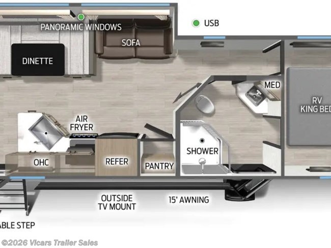 2026 Forest River Cherokee Grey Wolf 29TE Floorplan