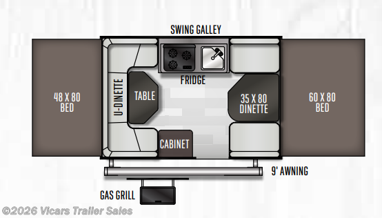 Floorplan of 2020 Forest River Flagstaff MAC 208
