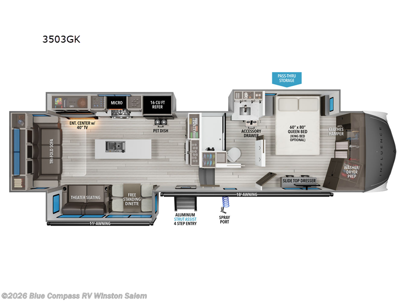 2025 Grand Design Influence 3503GK - New Fifth Wheel For Sale by Blue Compass RV Winston Salem in Rural Hall, North Carolina features Slideout
