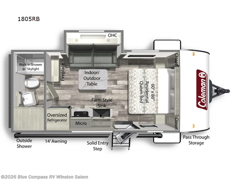 2024 Coleman Light 1805RB - Used Travel Trailer For Sale by Blue Compass RV Winston Salem in Rural Hall, North Carolina features Slideout