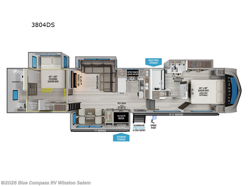2026 Grand Design Influence 3804DS - New Fifth Wheel For Sale by Blue Compass RV Winston Salem in Rural Hall, North Carolina features Slideout