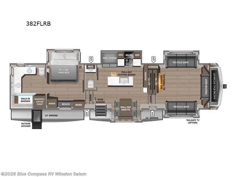 2026 Jayco North Point 382FLRB - New Fifth Wheel For Sale by Blue Compass RV Winston Salem in Rural Hall, North Carolina features Slideout