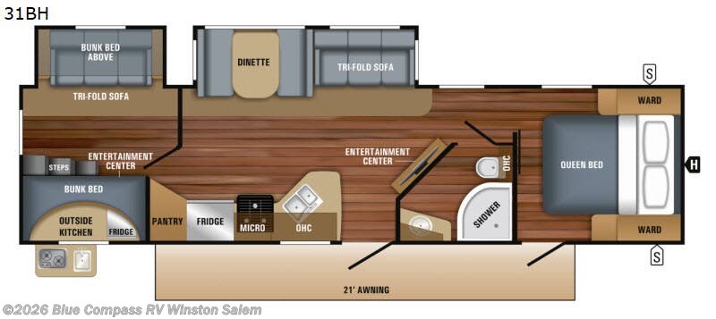 2018 Jayco White Hawk 31BH - Used Travel Trailer For Sale by Blue Compass RV Winston Salem in Rural Hall, North Carolina features Slideout