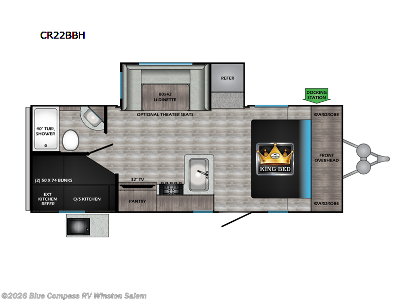 2021 CrossRoads Cruiser Aire 22BBH - Used Travel Trailer For Sale by Blue Compass RV Winston Salem in Rural Hall, North Carolina features Slideout